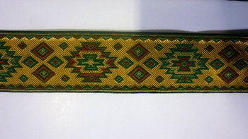 Luxury woven braid 50mm (12 m), Gold/green-brown design